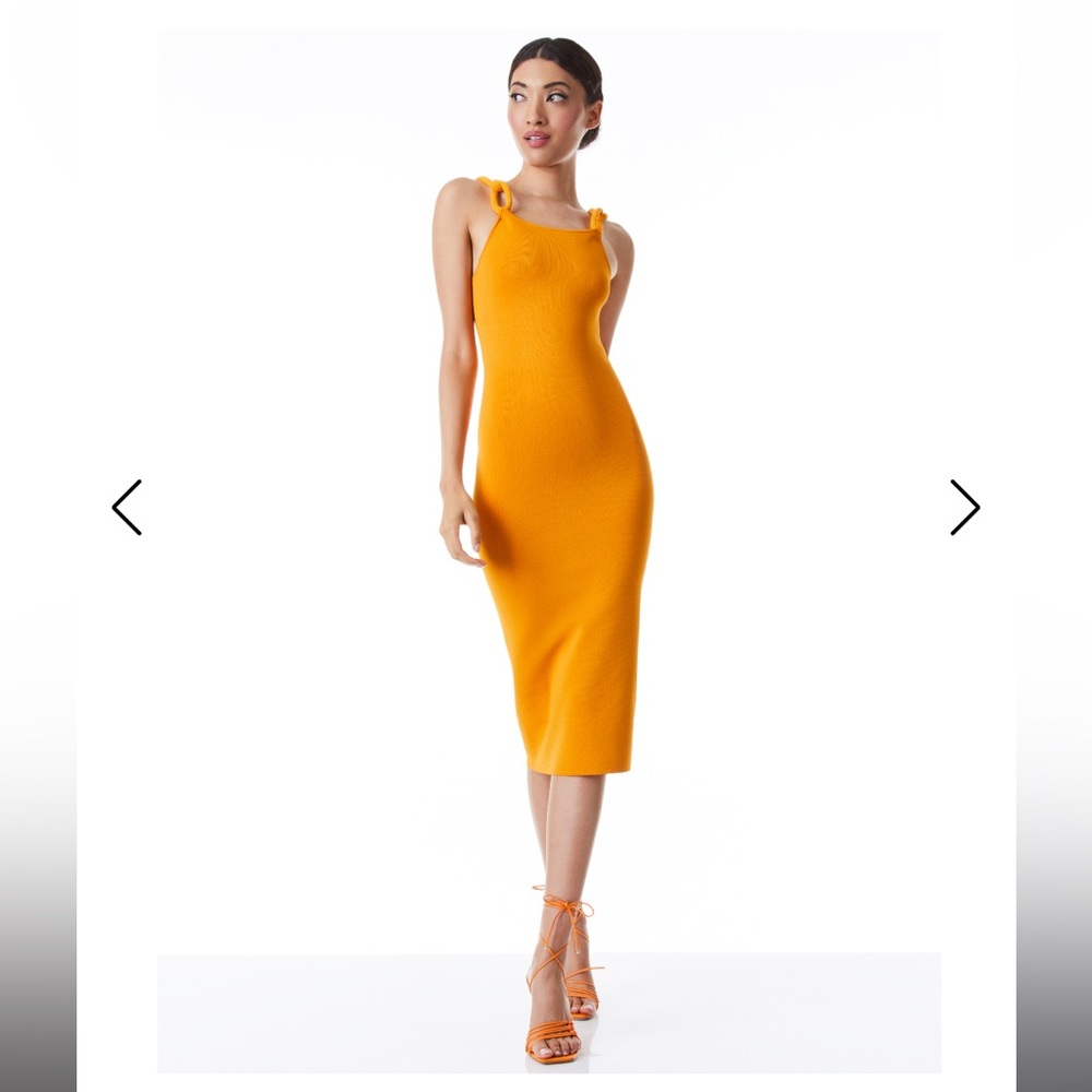 Alice + Olivia ALINA MIDI DRESS WITH CORD STRAPS
